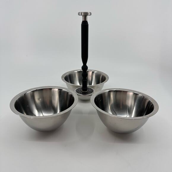 Vintage Oneida Three Bowl Stainless Steel Serving Dish Triple Bowls Serveware - Picture 2 of 6